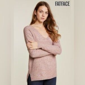 Fat Face Women’s Pink-Rose Petal Vanessa V Neck Jumper Sweater, Size 4